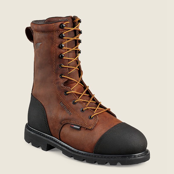 Red Wing Safety Boots Brown/Black - Red Wing Mens Truwelt - 10-inch Insulated Waterproof Toe Metguar